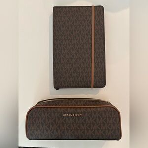 Michael Kors Brown Notebook and Pencil Case with Signature Monogram